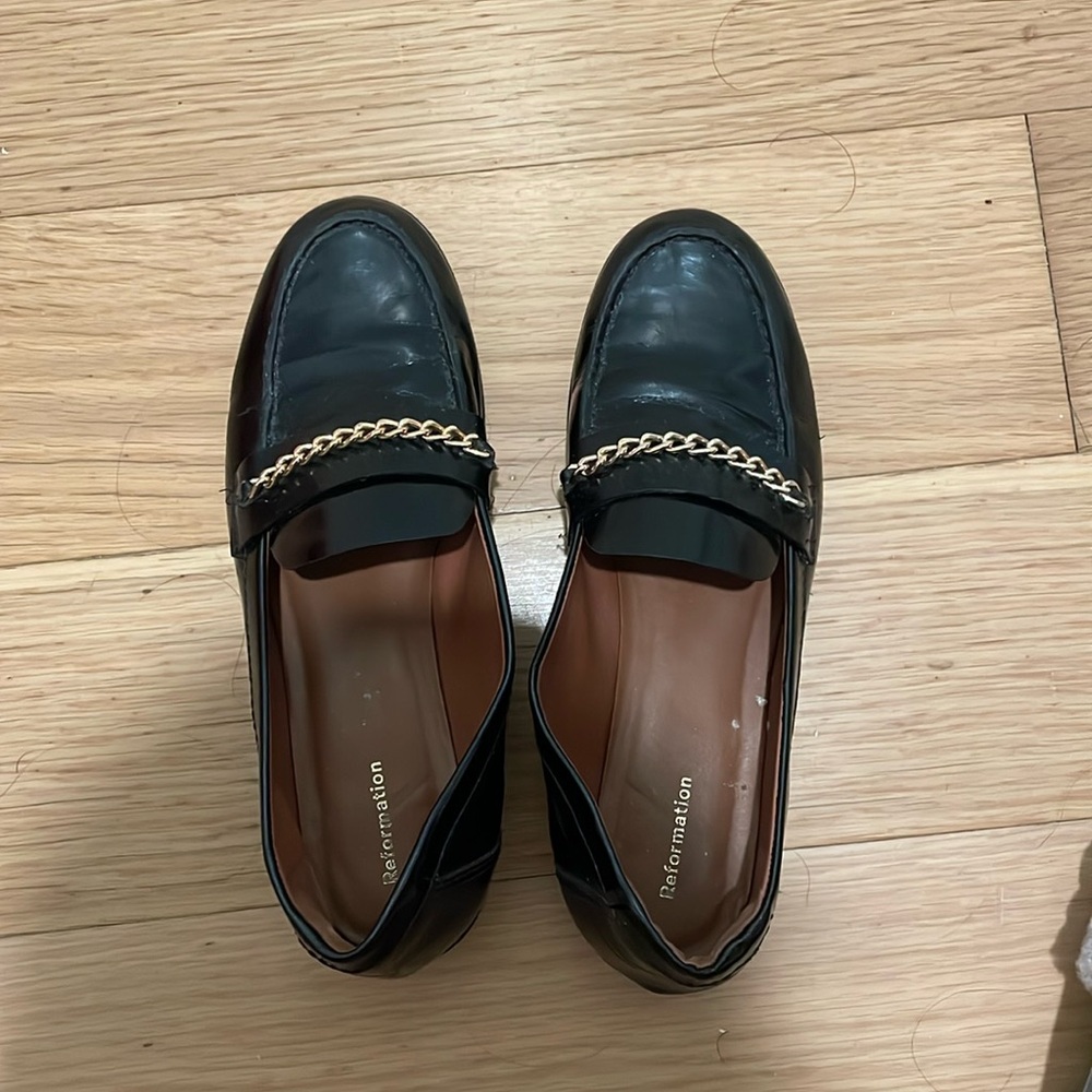 Reformation leather chain loafers
